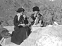 Lilah and Judy Smith eating a sandwich on the Khyber Pass